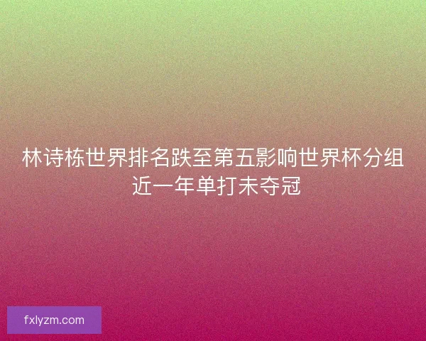 林诗栋世界排名跌至第五影响世界杯分组 近一年单打未夺冠